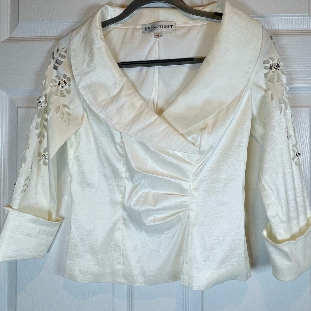 Emma Street Cream Puff Sleeve Blouse with Sailor Collar
